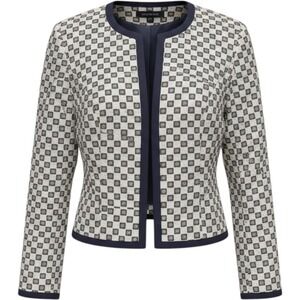 Ben Marc International Geometric Crop Jacket Women Sz 10 Open Front Blazer Chic